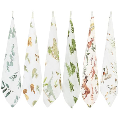 LifeTree 6 Pack Baby Muslin Washcloths for Unisex, 70% Viscose from Bamboo and 30% Cotton Wash Cloth Set for Baby Face Body