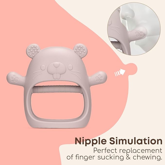 2 Packs Baby Teething Toys Silicone Teething Mittens for Infants 3 Months+, Never Drop & Easy to Hold Teethers