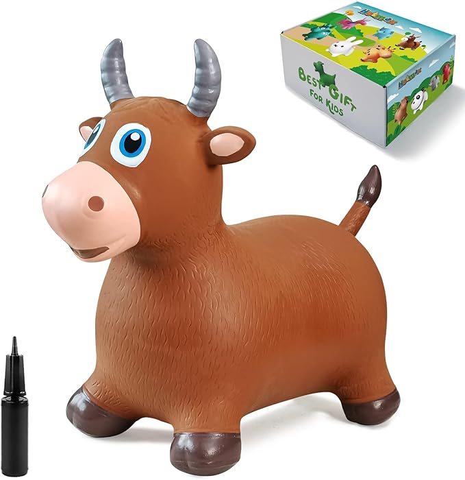 HotMax Bouncy Bull Hopping Horse Toys, Inflatable Bouncing Animal Hopper for Toddlers or Kids 2 3 4 Year