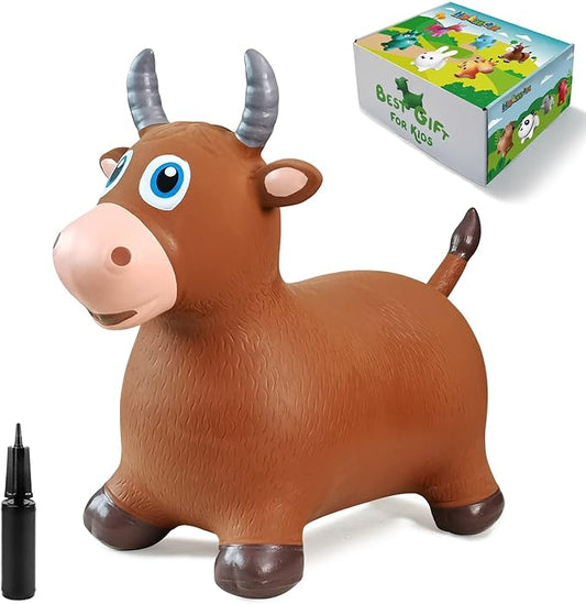 HotMax Bouncy Bull Hopping Horse Toys, Inflatable Bouncing Animal Hopper for Toddlers or Kids 2 3 4 Year