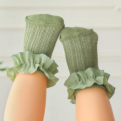QandSweet Baby Girls' Eyelet Flower Socks Ankle Sock for Newborn