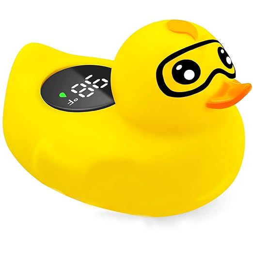Baby Thermometer, Baby Bath Thermometer Upgrade LED Digital Bathtub Water Temperature Auto ON/Off Bathroom Safety Thermometer Yellow Duck Floating Toy for Infants