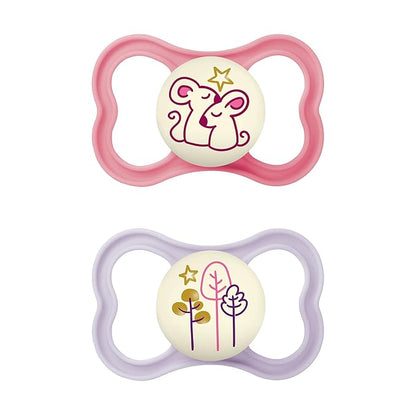 MAM Air Night Pacifiers (1 Sterilizing Pacifier Case), MAM Sensitive Skin Pacifier 6+ Months 6-16 (Pack 2)