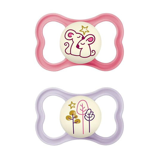 MAM Air Night Pacifiers (1 Sterilizing Pacifier Case), MAM Sensitive Skin Pacifier 6+ Months 6-16 (Pack 2)