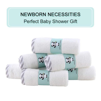 HIPHOP PANDA Baby Washcloths, Rayon Made from Bamboo - 2 Layer Ultra Soft Absorbent Newborn Bath Face Towel 6 Pack
