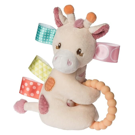 Mary Meyer Taggies Soft Baby Rattle with Teether Ring and Sensory Tags, 6-Inches