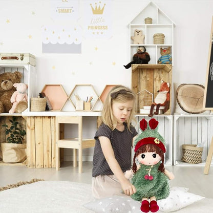 Plush Baby Doll Girl with Clothes, 17.7 Sweetheart Rag Doll Cozy Cuddle Soft Baby Doll for Kids Babies