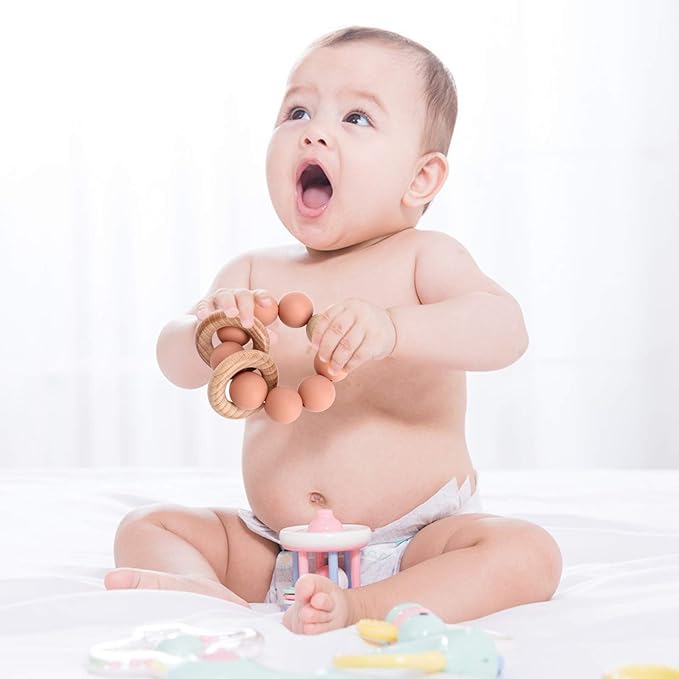 Socub Baby Teething Toy, Organic Baby Teething Ring 3+ Months,