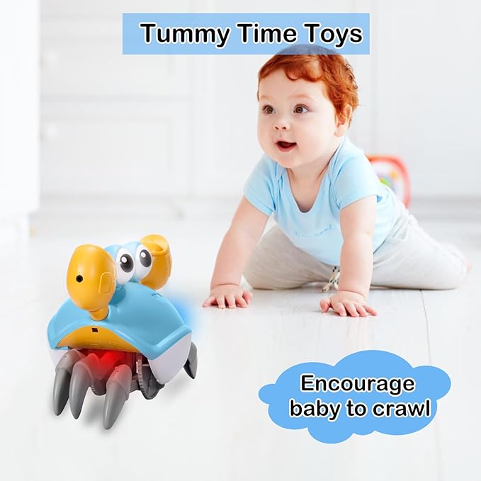 Crawling Crab Baby Toy-Gifts Infant Tummy Time Toys Build in 0-6 6-12 1-3 4+