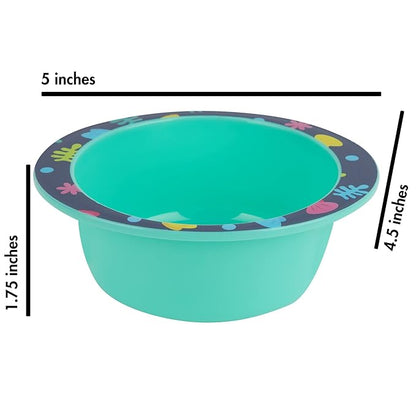 The First Years Baby Shark Dinnerware Set - Toddler Plates and Bowls Set - Includes 1 Toddler Plate, Toddler Bowl, and Toddler Fork and Spoon - 4 Count
