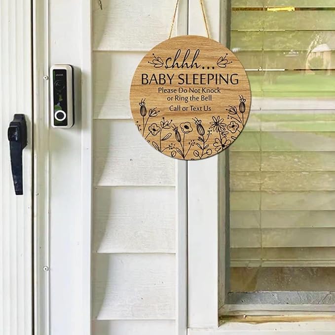 Shhh... Baby Sleeping Hanging Sign Plaque, Do Not Knock Or Ring The Bell