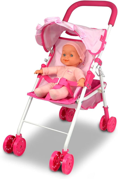 ANNIVIA Baby Doll Stroller Baby Doll Pram Baby Doll Carriage (DA004L Pink)…