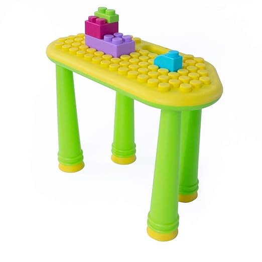UNiPLAY Indoor/Outdoor Toddler Activity Table Set with 25 Piece Building Blocks, Kids Play Table for Building Blocks Toy