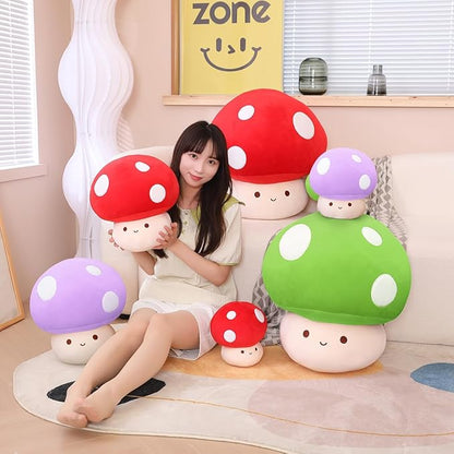 Kawaii Plush Mushroom Toy Pillow, Cute Plushies Mushroom Doll Gift for Kids(Green 60cm/23.6in)