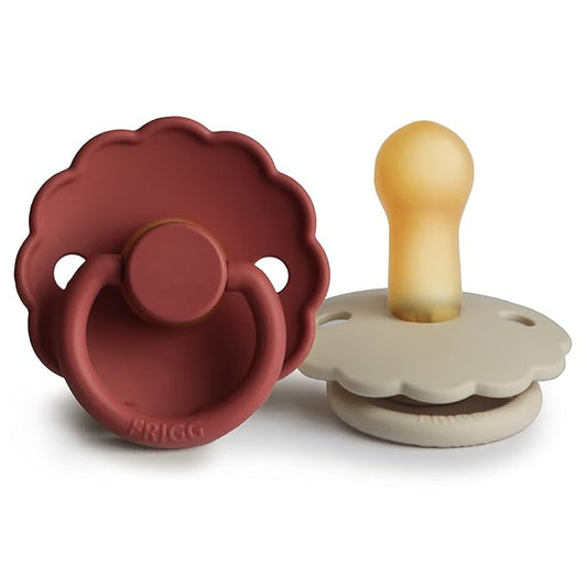 FRIGG Daisy Natural Rubber Baby Pacifier | Made in Denmark 6-18 Months) 2-Pack
