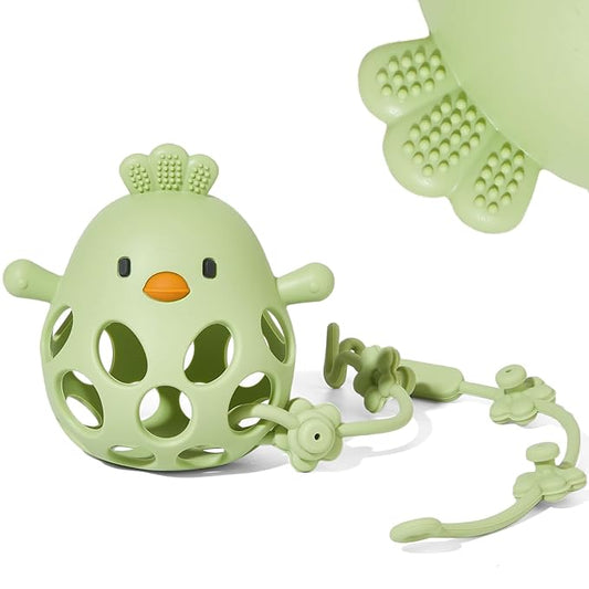 Baby Teething Toy with A Toy Strap for Babies 0-6 6-12 Months, Food-Grade Silicone Teething Mitten