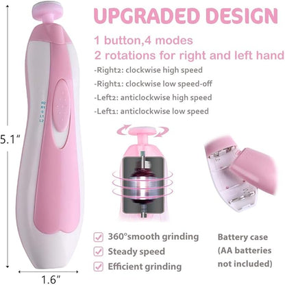 Baby Nail Trimmer Electric Nail File Baby Nail Clippers, 20 in 1 Safe Nail Filer Grinder Kit for Newborn Infant Toddler Kids or Adults Toes Fingernails Care Trim Polish, Led Light and Grinding Heads