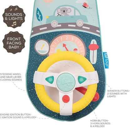 Baby Car Seat Toys for Infants with Mirror, Carseat Toys Steering Wheel with Music Lights & Driving Sounds Car Seat Toy for Babies 6 to 12 Months