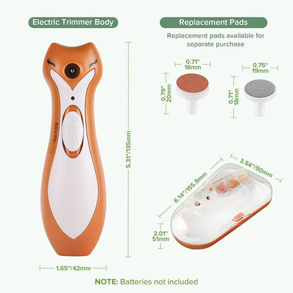 haakaa Baby Nail Trimmer Electric for Newborns/Toddlers/Children/Adults, Electric Baby Nail File with 6 Replacement Heads & Storage Case, Safe & Easy Clever Fox Nail Trimmer for Babies