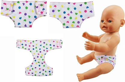 4 Pack Baby Diapers Doll Underwear for 14-18 Inch Baby