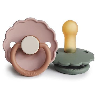 FRIGG Daisy Natural Rubber Baby Pacifier | Made in Denmark 6-18 Months) 2-Pack