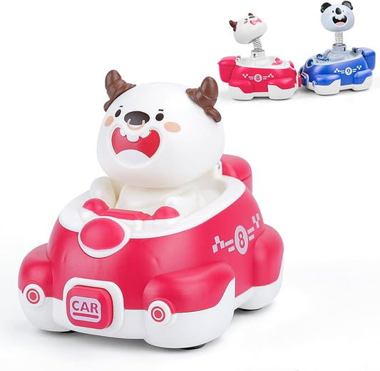 Impact Bounce Wobbly Head Animal Car Toys Friction Push and