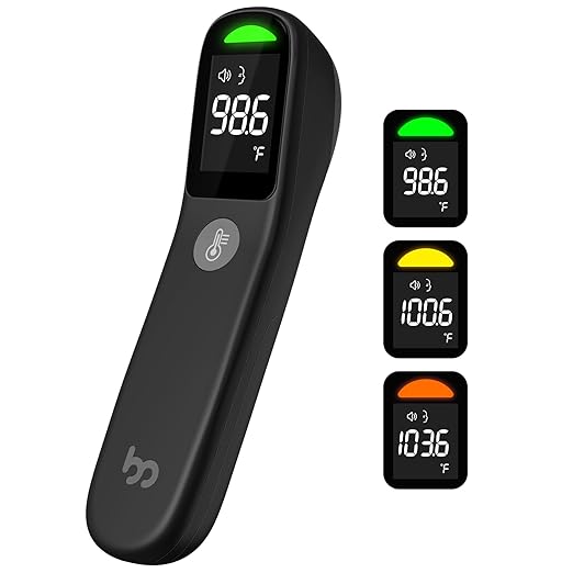 No-Touch Forehead Thermometer, 1s Accurate Reading and 3-Color Indicator 2-in-1 Infrared