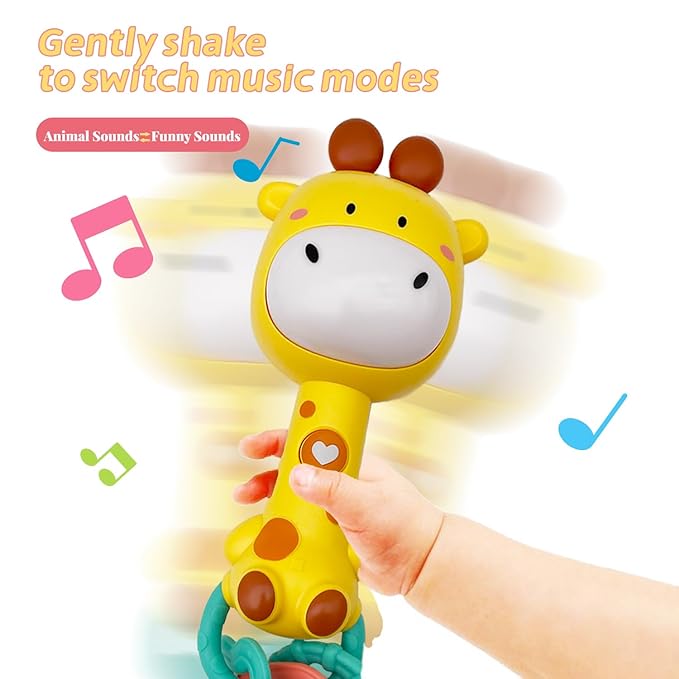 Musical Rabbit Light-Up Toy and Teething Ring for Toddlers Sensory 6 12 18 Month