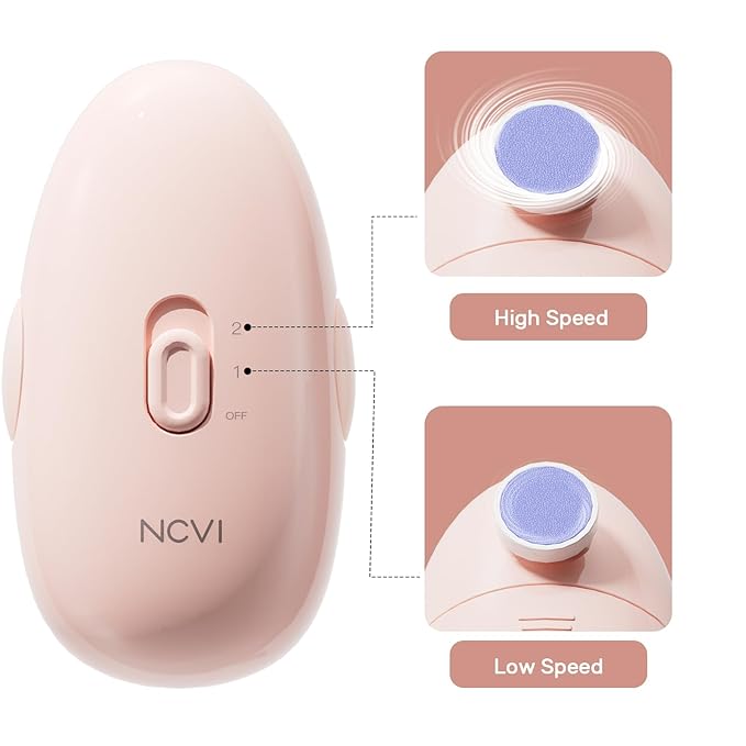 NCVI Baby Nail Trimmer Electric, Baby Nail File, Safe Baby Nail Clippers, Trim and Polish Set for Newborn Baby Infant Toddler Kids, Fingernails Care, Grooming & Manicure kit, 8 Grinding Heads, Pink