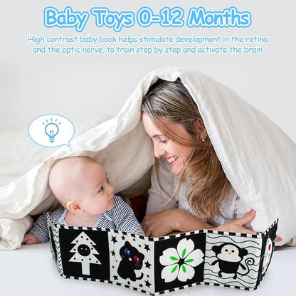 Cawgug Black and White High Contrast Soft Book for Babies 0-12 Months