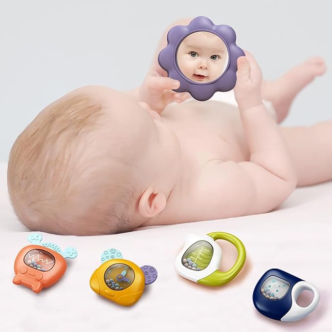 dearlomum Baby Play Mat Baby Gym,Funny Play Piano Tummy Time Baby Activity Mat with 5 Infant Sensory Baby Toys & 4 Wrist Baby Rattle Socks 0 to 3 6 9 12