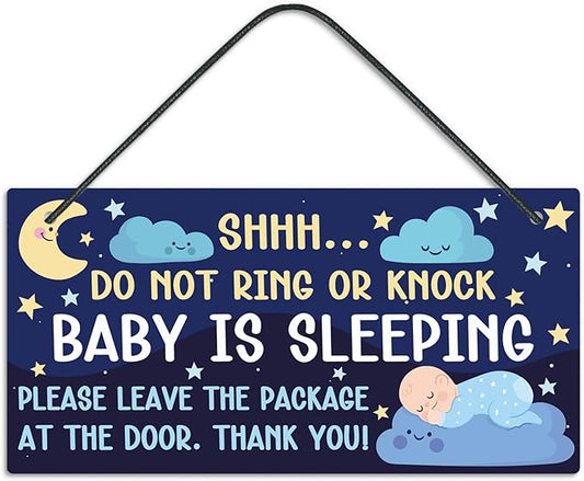 Putuo Decor Baby Sleeping Door Sign for Front Door PVC