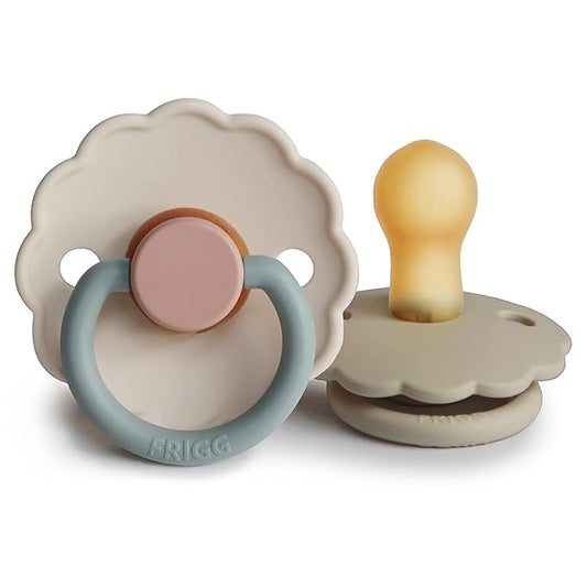 FRIGG Daisy Natural Rubber Baby Pacifier | Made in Denmark 0-6 Months) 2-Pack