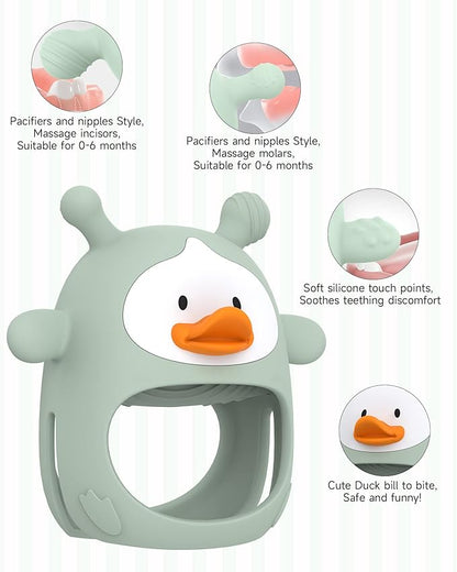 Silicone Pacifier Teether, Baby Teether for Teething Relief | 100% Food-Grade Silicone Teether for Baby 0-6 12, 18