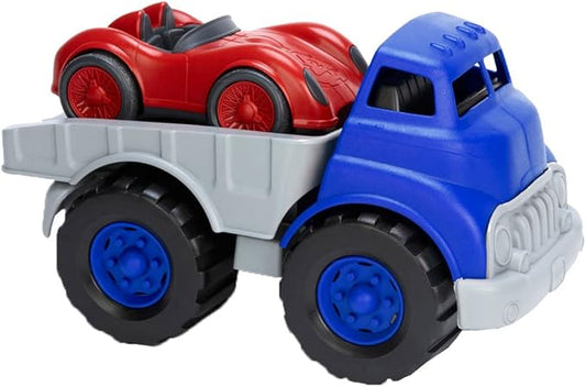 Green Toys Flat Bed Truck Blue/Grey & Race Car Red, 12 months 6 years