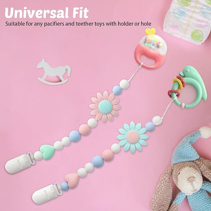 Silicone Pacifier Clip, 2 Pack Pacifier Holder for Boys and Girls