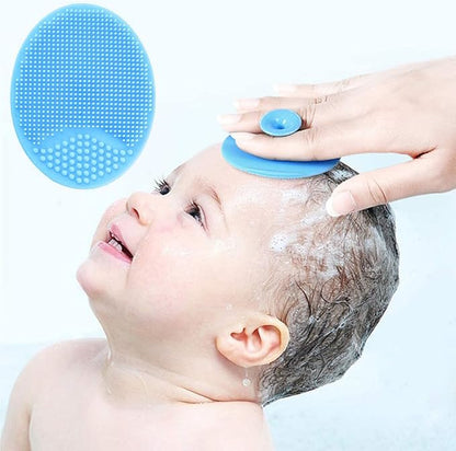 Baby Hair Brush, Mocokkiti Goat Bristles Brush and Baby Cradle Cap Brush Set for Cradle Cap Wood Bristle Brush for Newborns and Toddlers, Blue Silicone Brush (2PCS)