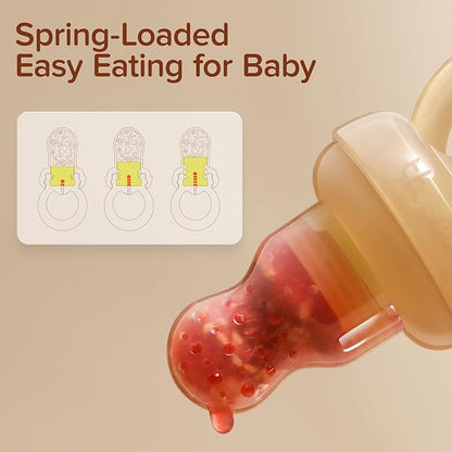 Baby Fruit Feeder with Pouch Silicone Infant Solid Food Vegetable 4+ and 7+ Months