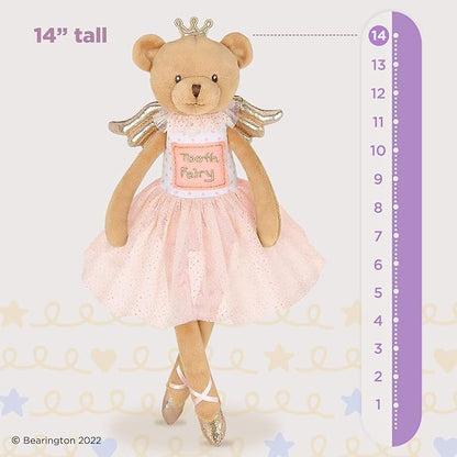 Bearington Sparkles Soft Plush Teddy Bear Tooth Fairy Doll, 14 Inches