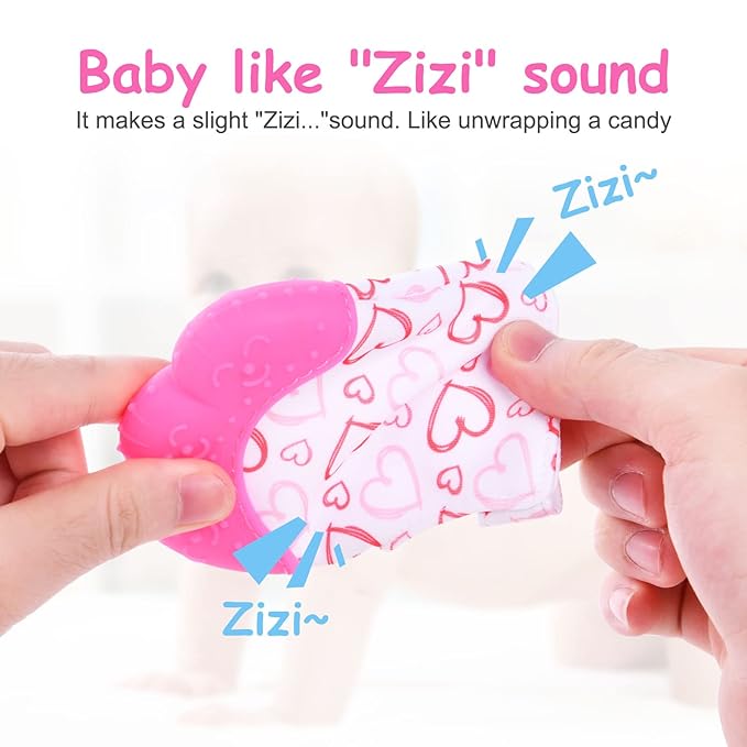 2Pack Silicone Teething Mitt, Soothing Infant Teething Mitten Pain Relief 0-12 Months