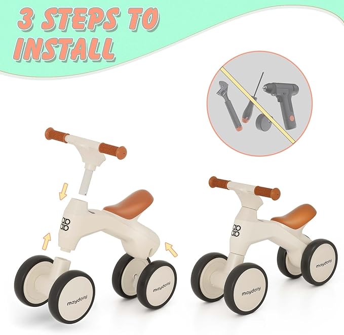 Maydolly Baby Balance Bike, Toddler Balance Bike for 1 Year Old Boys Girls 4 Wheels 10-36 Month