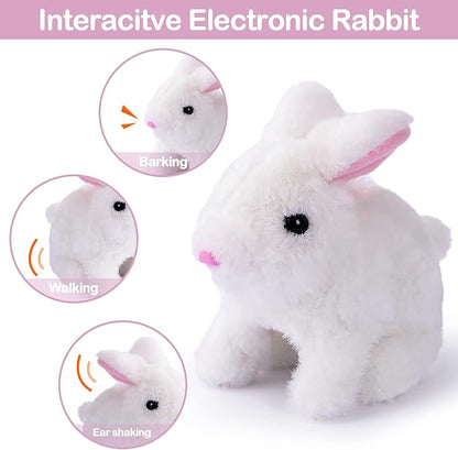 Hopping Bunny Toys for Kids Interactive Electronic Bunny Plush Toy 3-8 Year 7'')