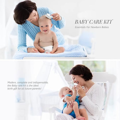 Baby Grooming Kit, 15 in 1 Portable Baby Safety Care Set with 01 Hair Brush Comb Nail Clipper Nasal Aspirator etc for Nursery Newborn Infant Girl Boys Keep Clean(White)