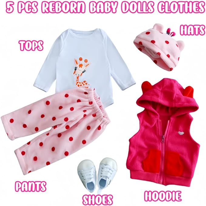 Reborn Baby Clothes Reborn Dolls Clothes for 17-22 Inch Newborn 17-22 Inch 5pcs Set