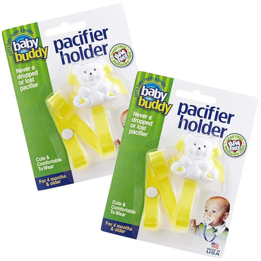Baby Buddy Pacifier Clip Holder, Newborn Essential with Universal Fit for all Binky and Teether Brands 4+ Months, 2 Pack