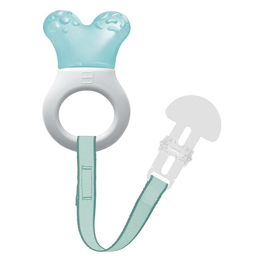 MAM Mini Cooler Teether with Clip, Boy 2+ Months, 1-Count, White/Blue