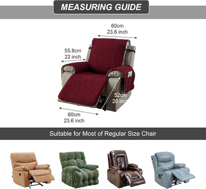 100% Waterproof Recliner Chair Cover, Recliner Chair Covers for Reclining Chair, Non-Slip Fabric Recliner Couch Cover for Living Room, for Pets Kids Protector, Washable (Wine Red, 23"Recliner Chair)
