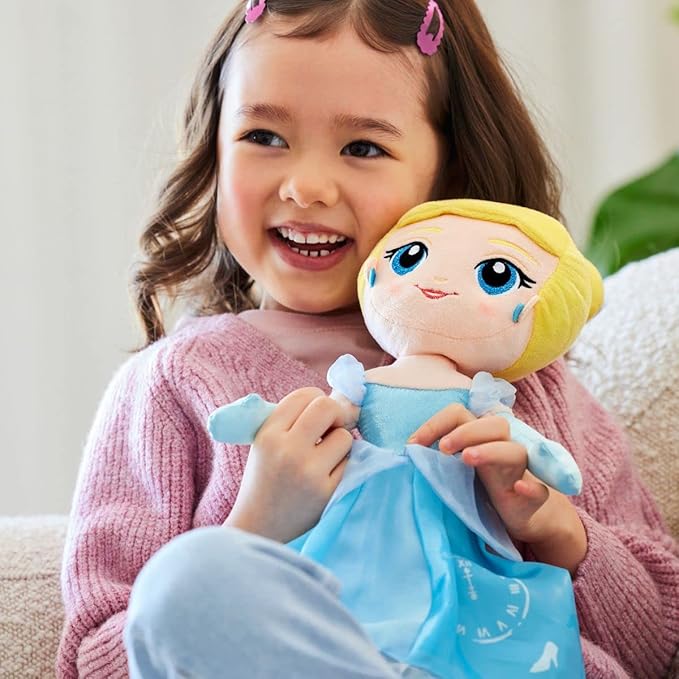 Disney Store Official Princess Plush Doll (Cinderella from Sleeping Beauty) Medium 14 Inches, Princess Dolls with Embroidered Features