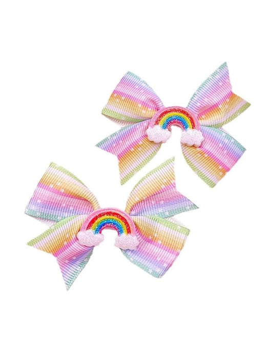 Baby Rainbow Snap Clips Bow Toddler Rainbow Clips Bowknot Infant JHP05 (2