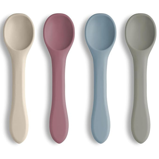 Vicloon Silicone Baby Feeding Spoons, 4 PCS Baby Spoons, First Stage Feeding Spoons for Infants, Silicone Baby Spoons Ultra-Durable & Chewproof, Silicone Feeding Spoons Dishwasher Safe,Baby Utensils